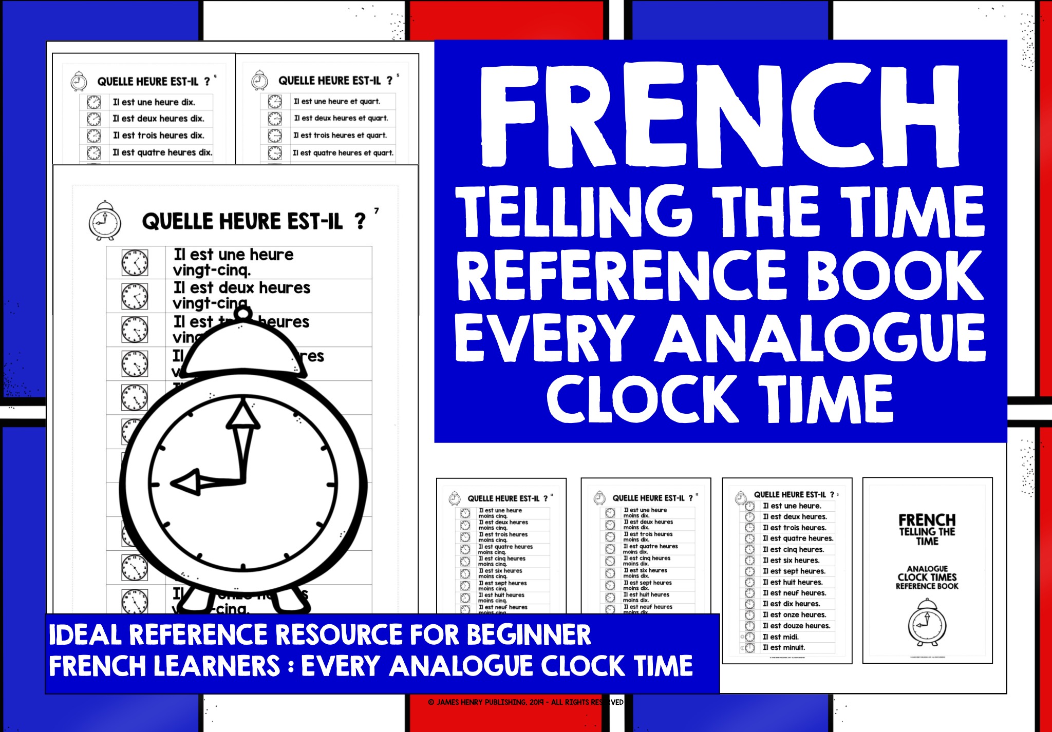 FRENCH TELLING THE TIME REFERENCE BOOK EVERY ANALOGUE CLOCK TIME