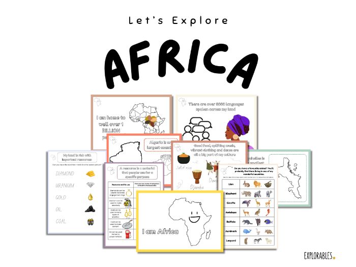 Let's Explore Africa Activity Pack Worksheets About Africa Kids Geography Lesson Continent