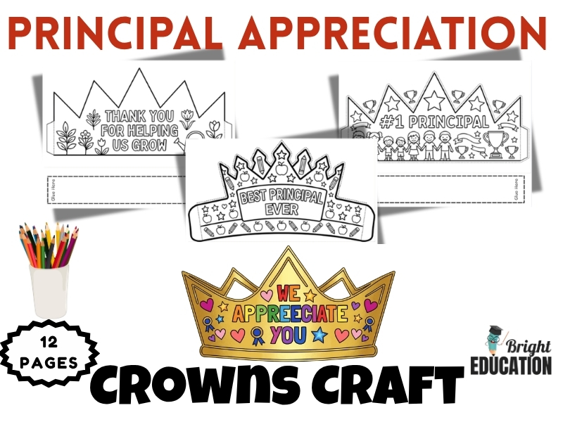 Principal Appreciation Day Crowns Craft Coloring Activity