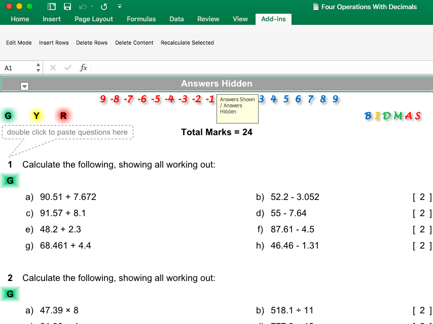 Four Operations With Decimals Differentiated Worksheet