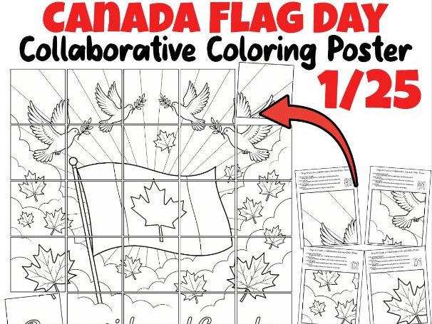 Canada Flag Day Collaborative Coloring Poster | Peace & Pride
