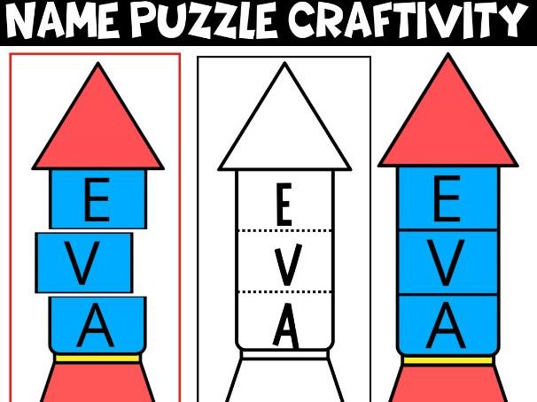 New Years 2026 Firework Name Craft Editable Name Puzzle & Scissor Bulletin Board