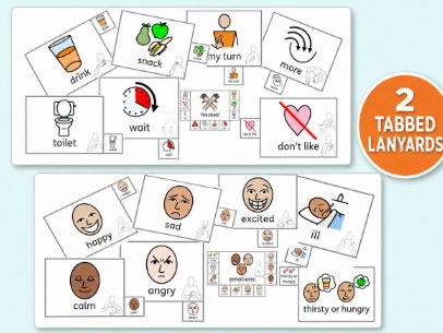 Two Tabbed Lanyards. Emotion AND Core Classroom Words