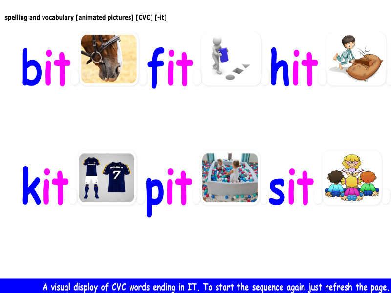 spelling and vocabulary [CVC] [animated spelling] [-it]