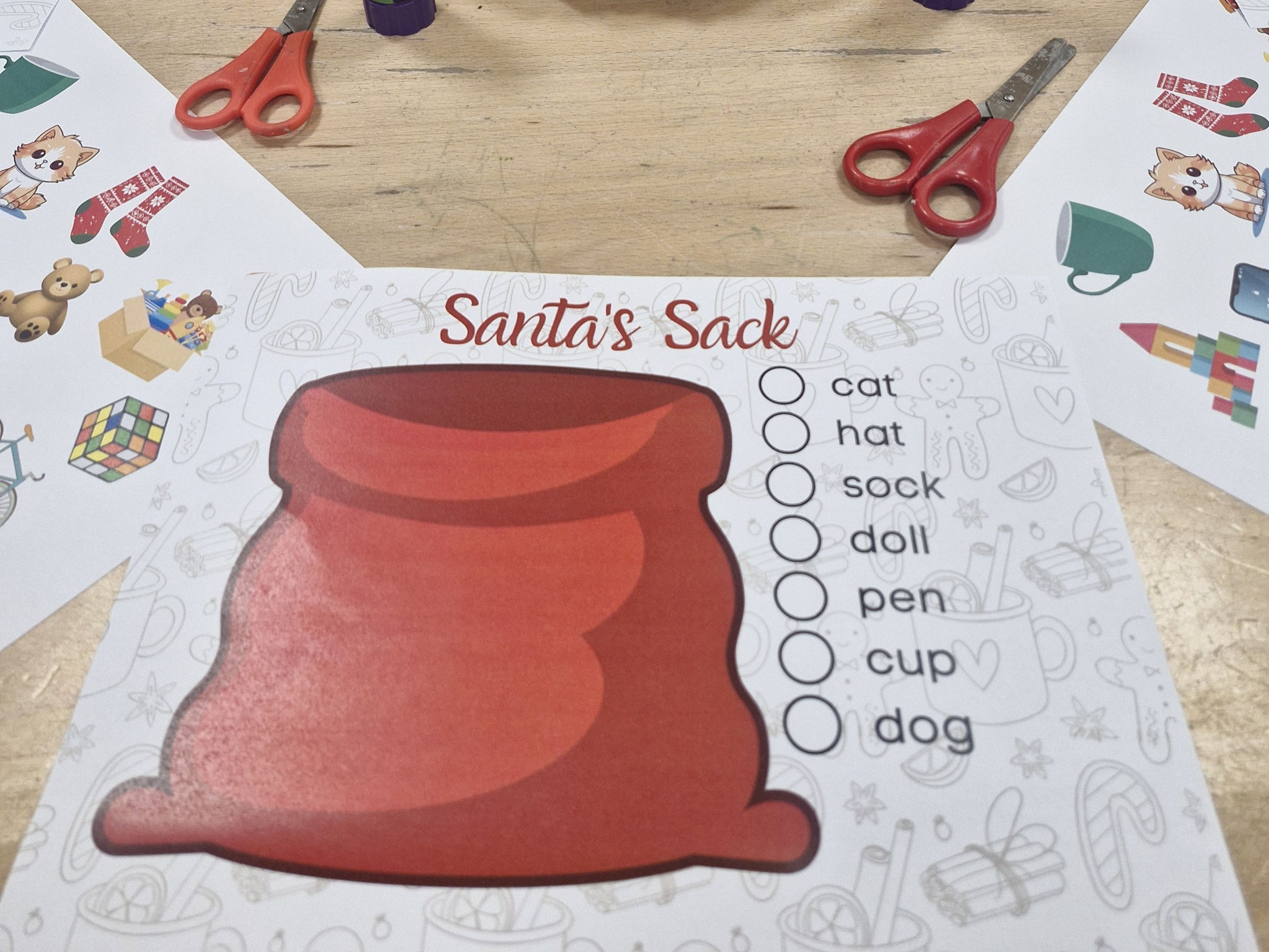 Santa's Sack phonics reading activity