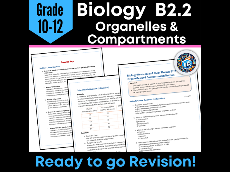 IB DP Biology B2.2 Organelles and Compartments Quiz and Revision Worksheets 2026