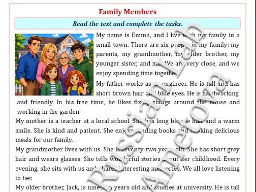 ESL Worksheet - Family Members - 6.grade