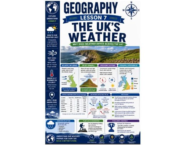 Geography cover lesson 7: The UK's weather (G7) stand alone lesson