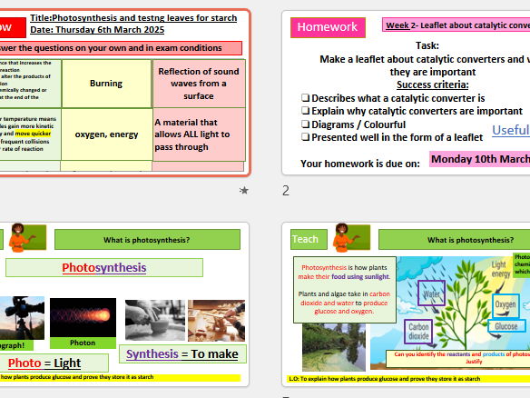 KS3 Phosynthesis + Testing for starch