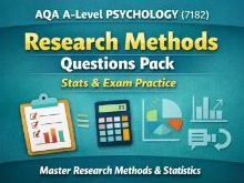 AQA A-Level Psychology Research Methods Questions Pack (7182) | Stats & Exam Practice