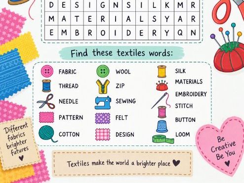 Textiles Wordsearch