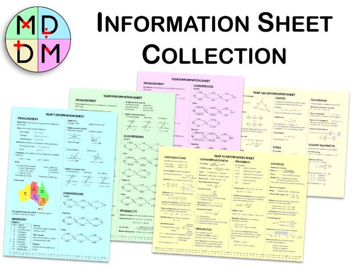 Formula / Information Sheets Y7 to Y10 (AU)