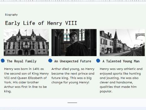 King Henry VIII: A Larger-Than-Life King! - Assembly/lesson - Informative Powerpoint