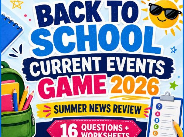 Back to School Current Events Game 2026 - Summer News Review + Worksheets
