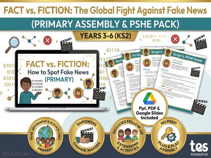 Fact vs. Fiction: KS2 Assembly Pack & Script (Media Literacy & Fake News)