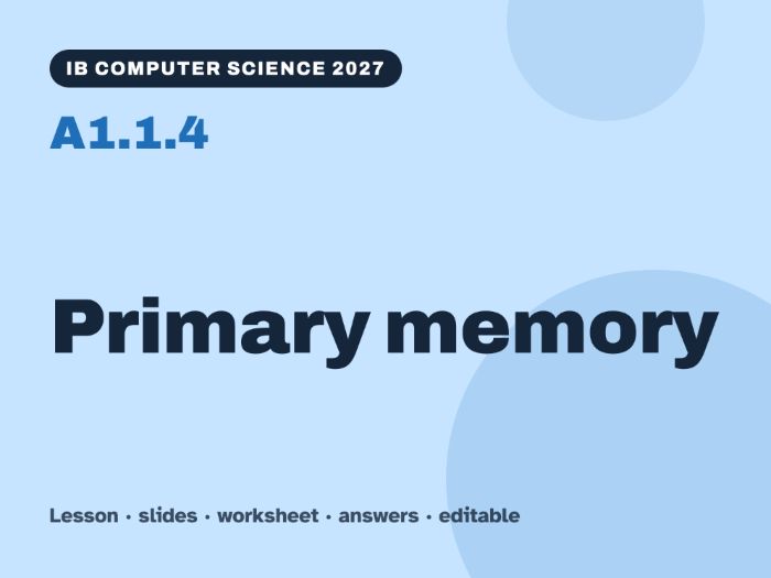 IB Computer Science 2027 – A1.1.4 Primary memory – Lesson & Worksheet