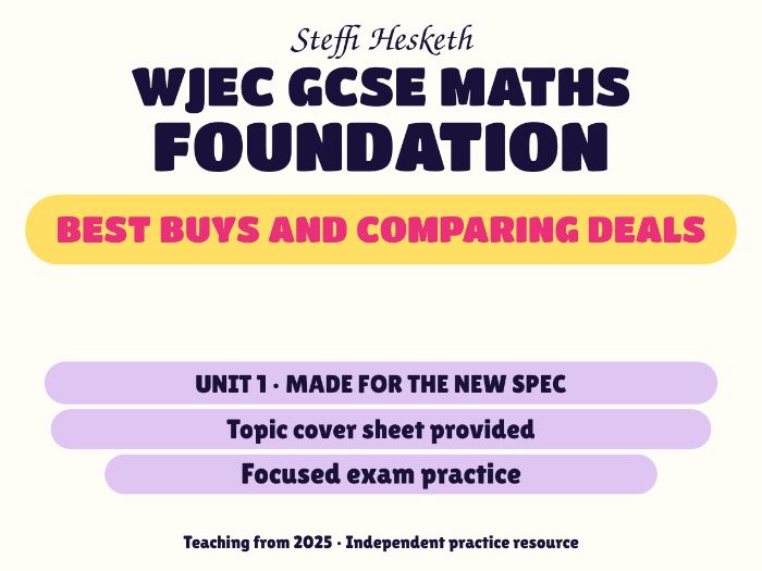 WJEC New Spec Maths Foundation Unit 1: Best buys and comparing deals