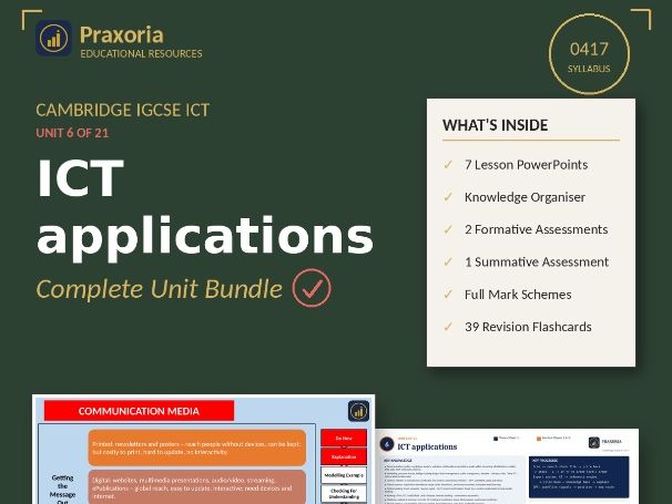 IGCSE ICT (0417) Topic 6- ICT Applications Pack