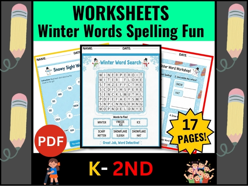 Winter Sight Words And Spelling Practice