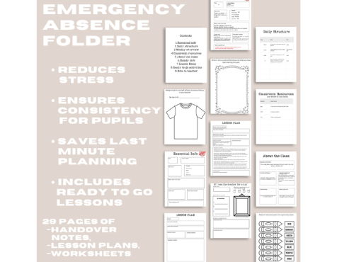 Emergency Supply Teacher Folder | Ready-to-Go Sub Plans | 29 Page Pack