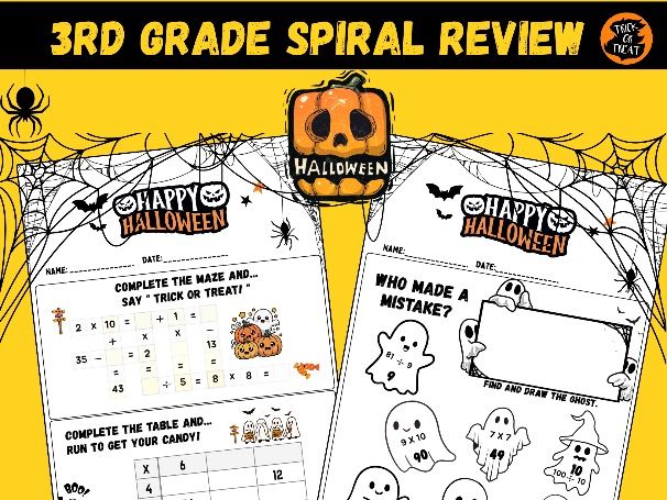 Autumn Maths Spiral Review | Year 4 Morning Work, Halloween Bonus