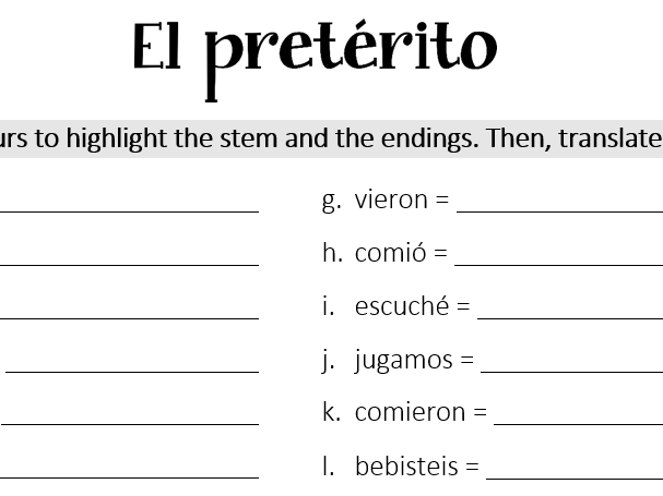 Preterite tense - worksheet