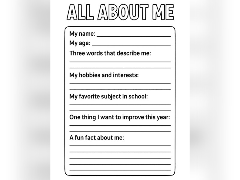 All About Me Worksheets - Middle & High School