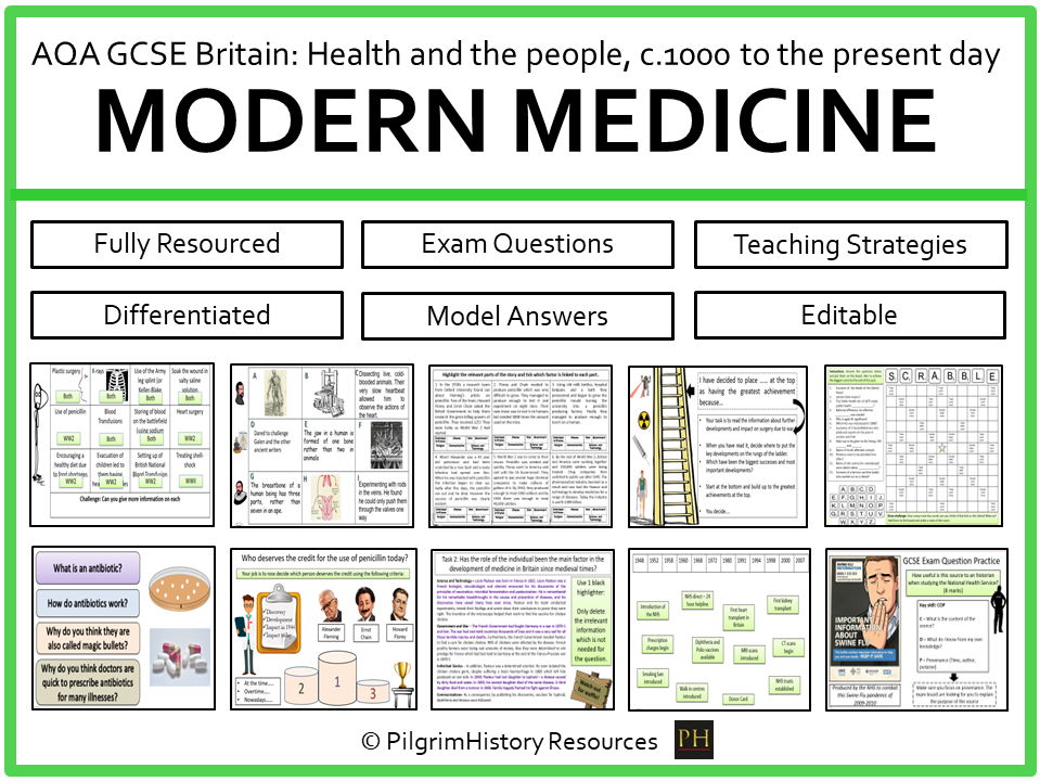 AQA GCSE Britain Health and the People c.1000–present: Modern Medicine Lessons & Resources Bundle