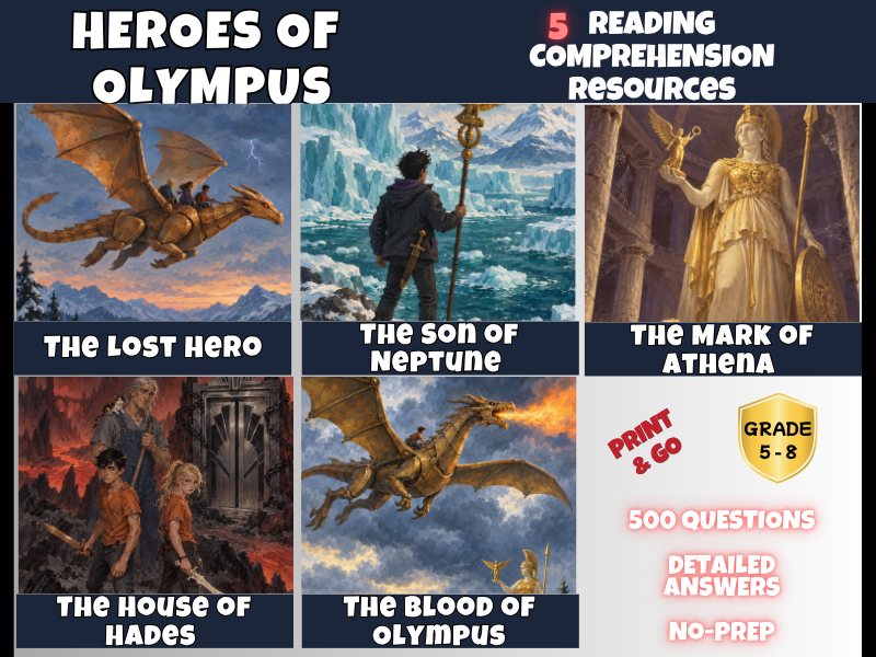Heroes of Olympus | 5-Book Reading Comprehension Bundle | Years 5–8 | KS2–KS3 | PDF