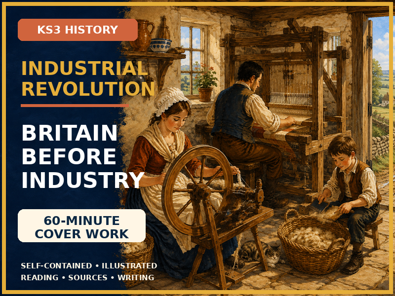 Industrial Revolution KS3 Cover Lesson | Britain Before Industry 1750 | 60-Minute Worksheet
