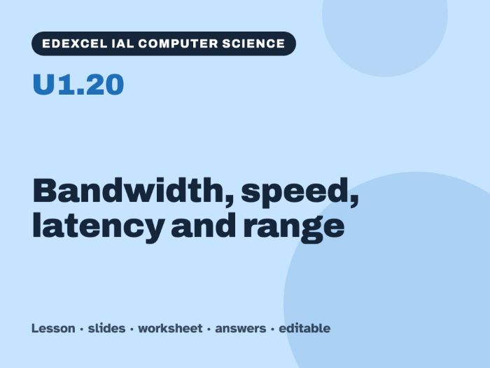 Edexcel IAL Computer Science – U1.20 Bandwidth, speed, latency and range – Lesson & Worksheet
