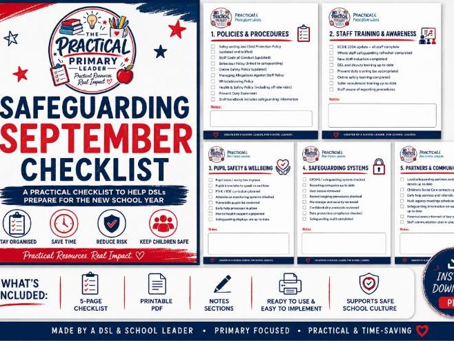FREE Safeguarding September Checklist 2026 | DSL Start-of-Year Primary School Sample
