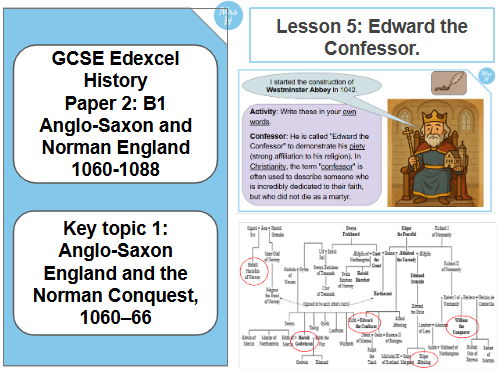 Edward the confessor.  Lesson 5 - GCSE History Edexcel Paper 2 - Normans (B1)
