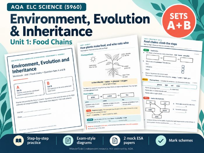 AQA ELC Science (5960) Component 2 Workbook: Environment,Evolution & Inheritance + 2 Mock ESAs