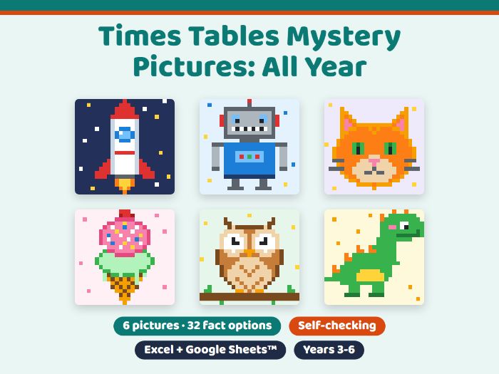 Times Tables Mystery Pictures: All Year