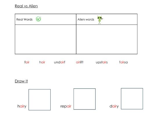 Phonics - air sound worksheets - Resource bundle