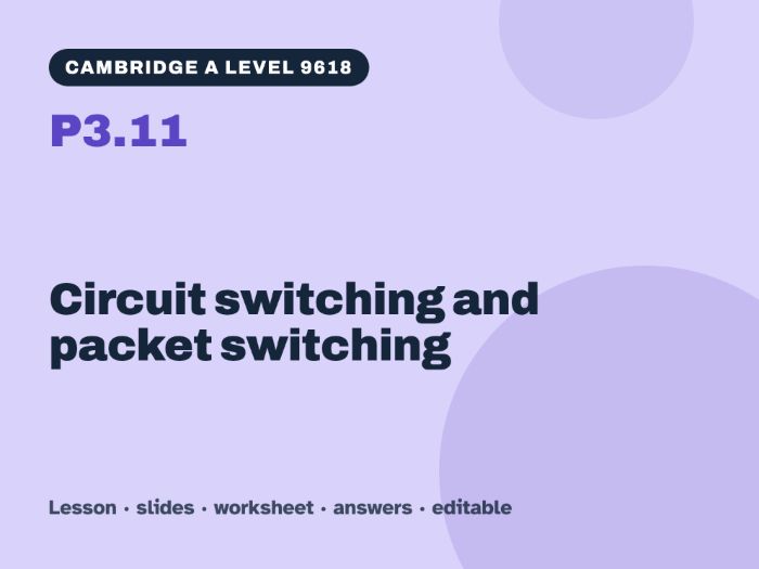 Cambridge A Level Computer Science 9618 – P3.11 Circuit switching and packet switching