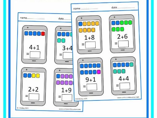 Addition 1-10 Worksheets with Visuals Autism SEND
