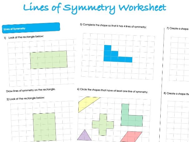 Position and Direction Worksheet - Lines of Symmetry