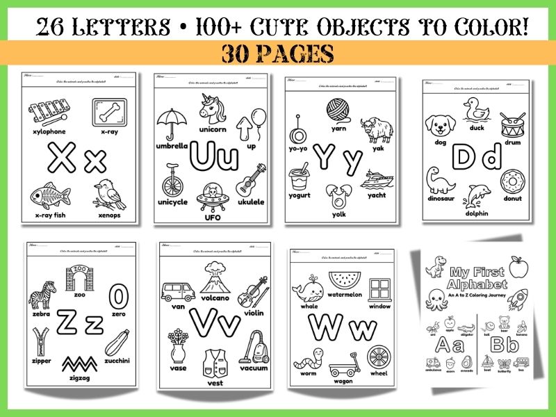 Alphabet Coloring Pages - Beginning Sounds Letter Patterns abc coloring sheets