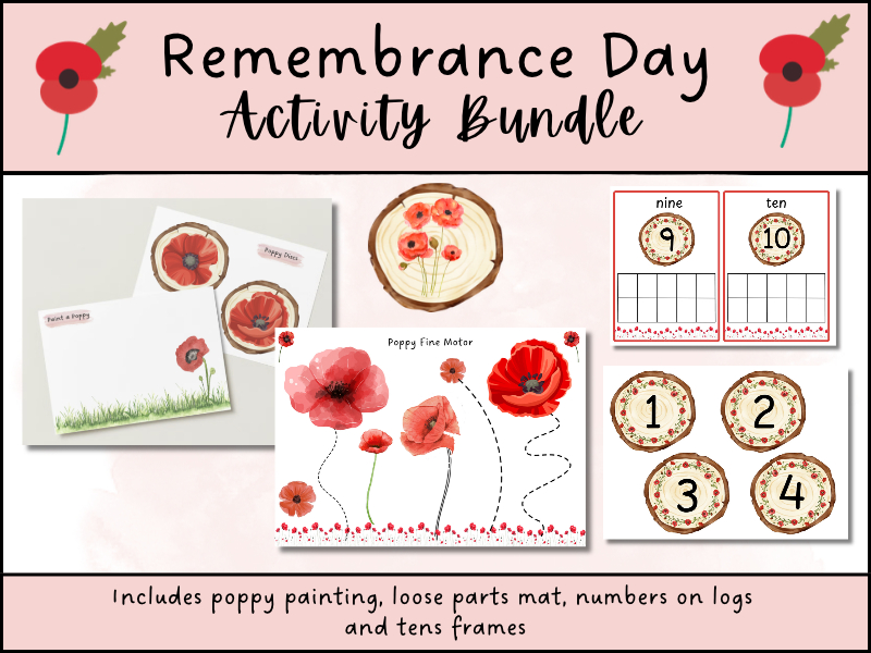 Remembrance Day Poppy Activity Bundle EYFS