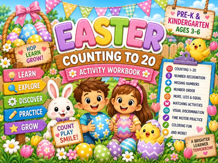 Easter Math Worksheets | Counting to 20 & Number Sense Activities | Pre-K & Kindergarten