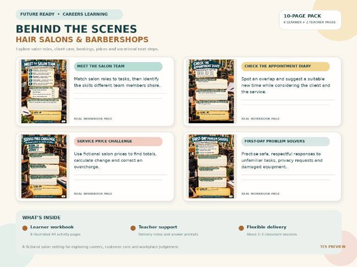Hairdressing & Barbering Careers Workbook | Employability | KS3 KS4 SEND