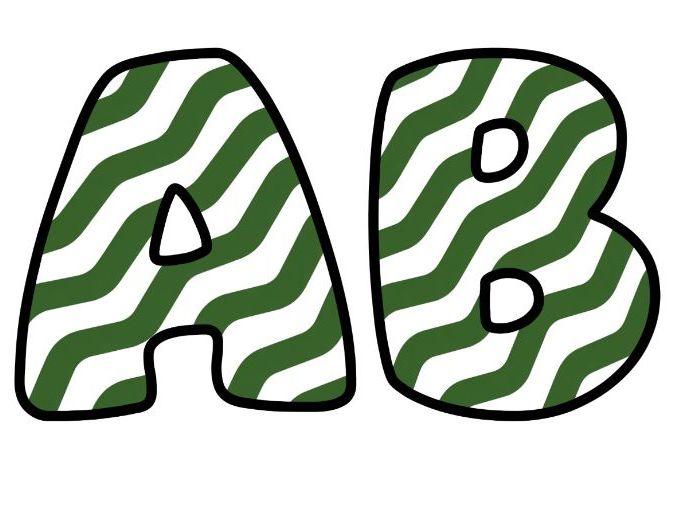 Green Zigzag Stripes Classroom Display Lettering Set | Upper & Lowercase Letters, 0-9 and Signs