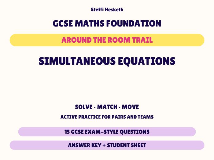 GCSE Foundation Maths Simultaneous Equations | Around the Room Trail