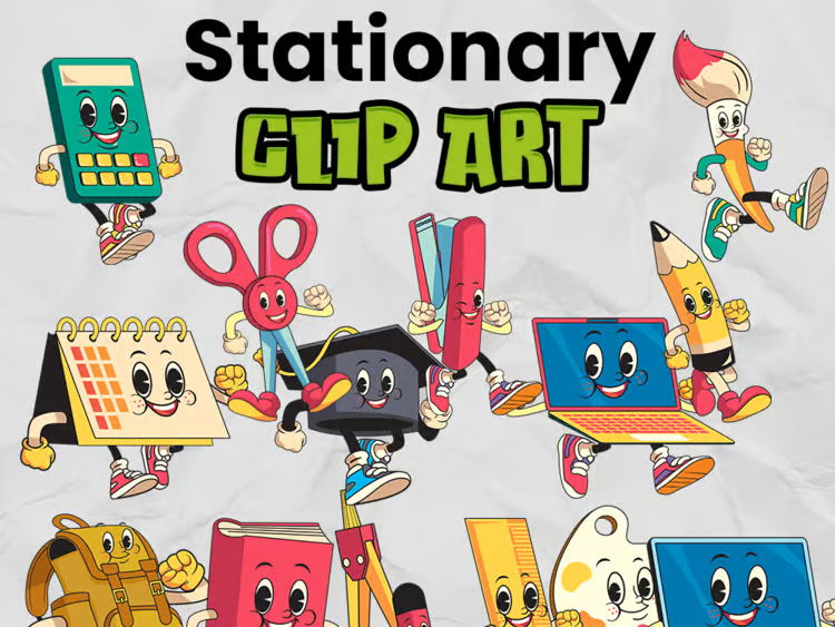 Back to School Clip Art | Commercial Use School Supplies PNG & JPG
