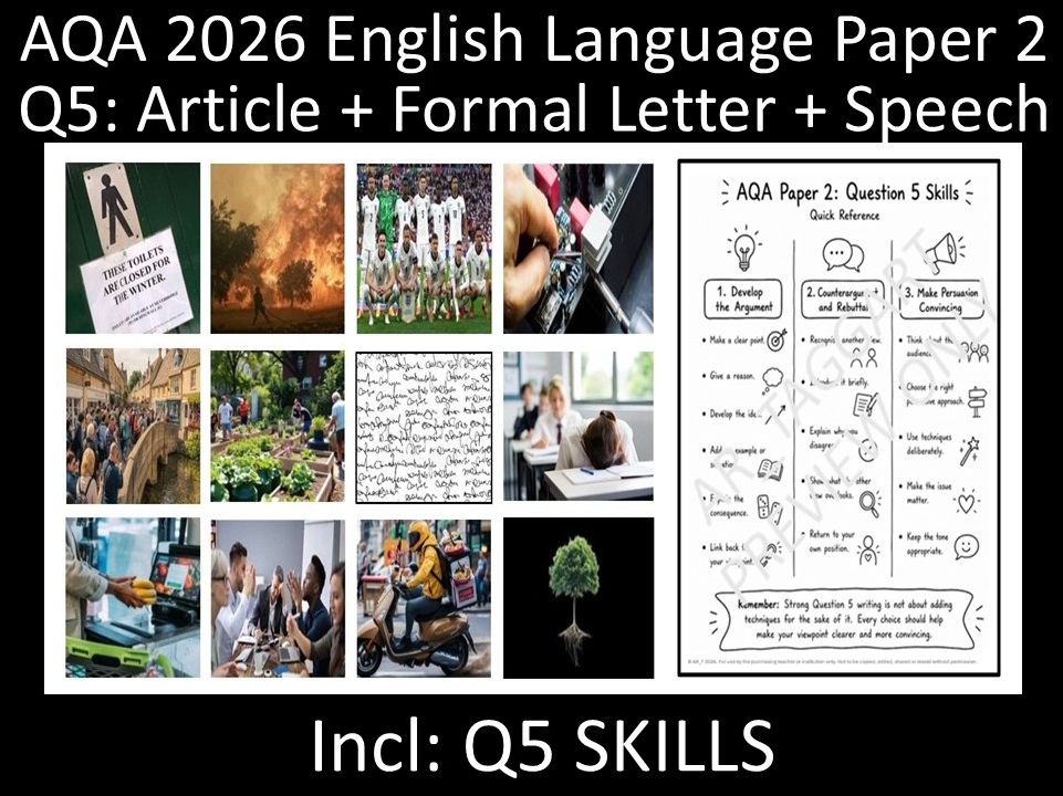 Eleven Question 5: AQA 2026 English Language Paper 2 | + SKILLS | Speech, Article + Formal Letter