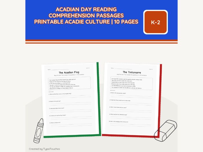 Acadian Day Reading Comprehension | 10 pp
