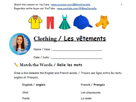 Clothing - Bilingual - French-English (Mme Danielle)
