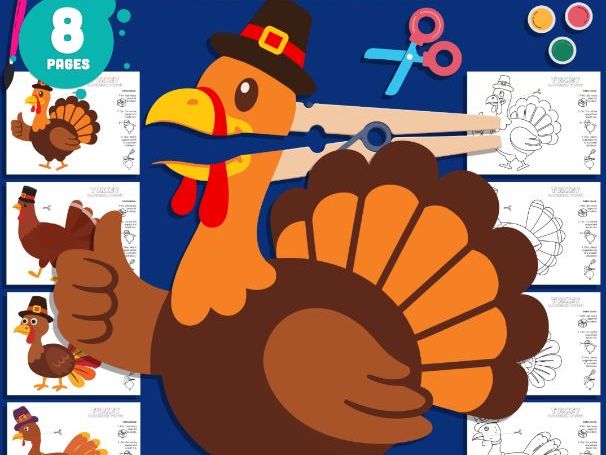 Thanksgiving Turkey Craft, DIY Clothespin Puppets for Kids